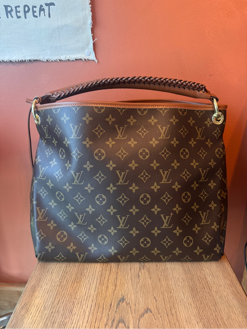 Louis Vuitton Monogram Canvas Shoulder Bag in Brown and Tan